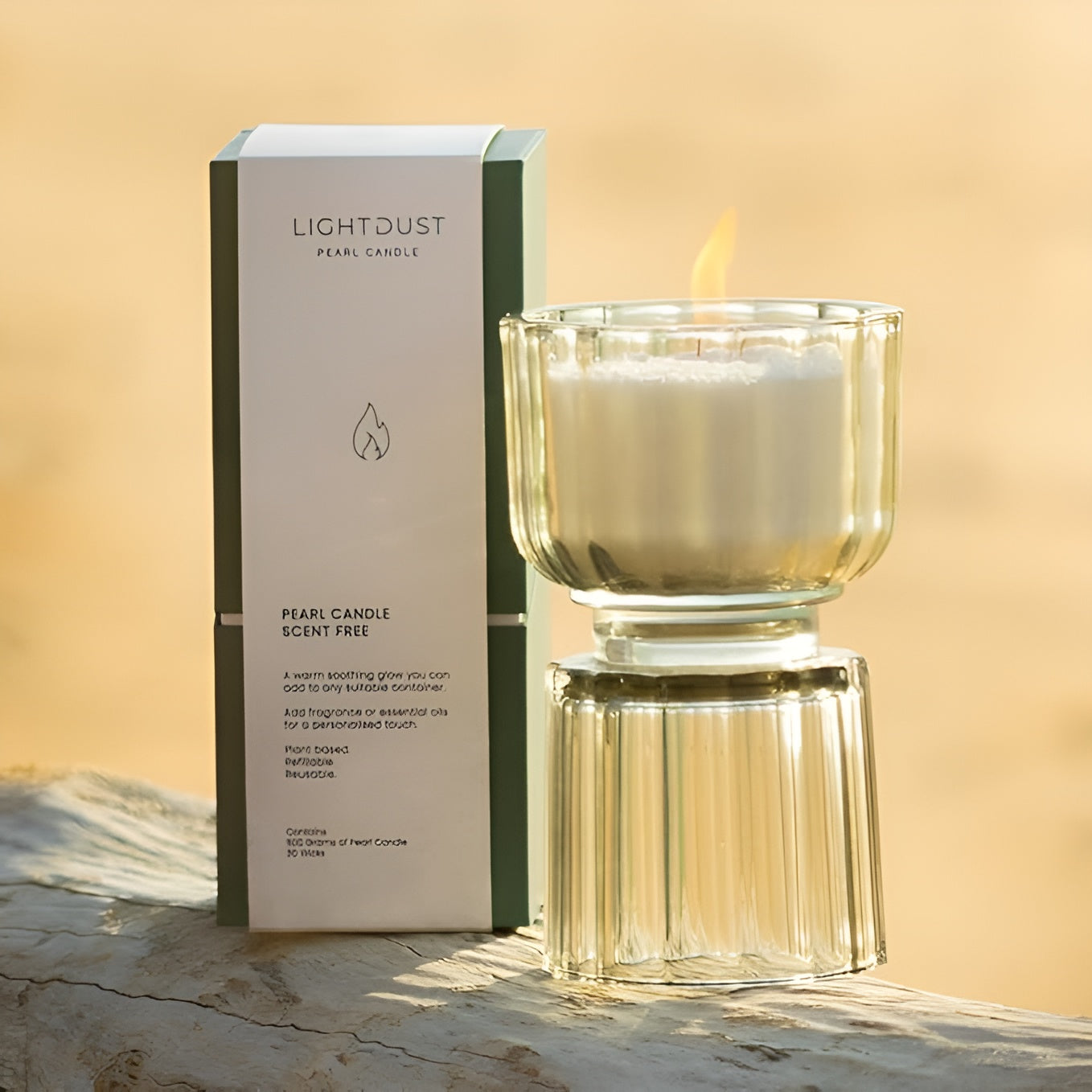 Light Dust Pearl White Refillable Powder Candle – 500g Unscented