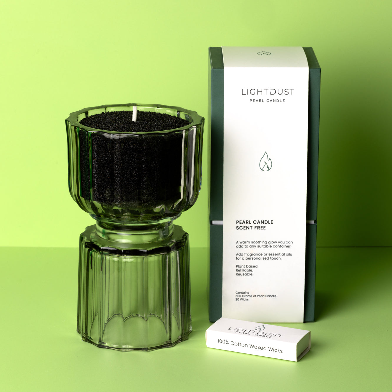 Light Dust Pearl Black Refillable Powder Candle 500g Unscented